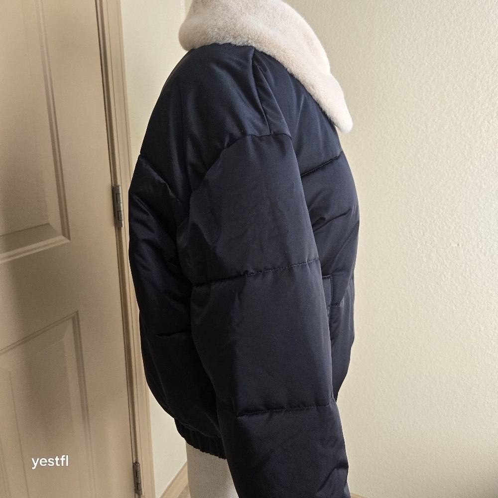 A&F Abercrombie and Fitch Ultra Collection Faux Fur Puffer Zip-Up Jacket L - Picture 4 of 9